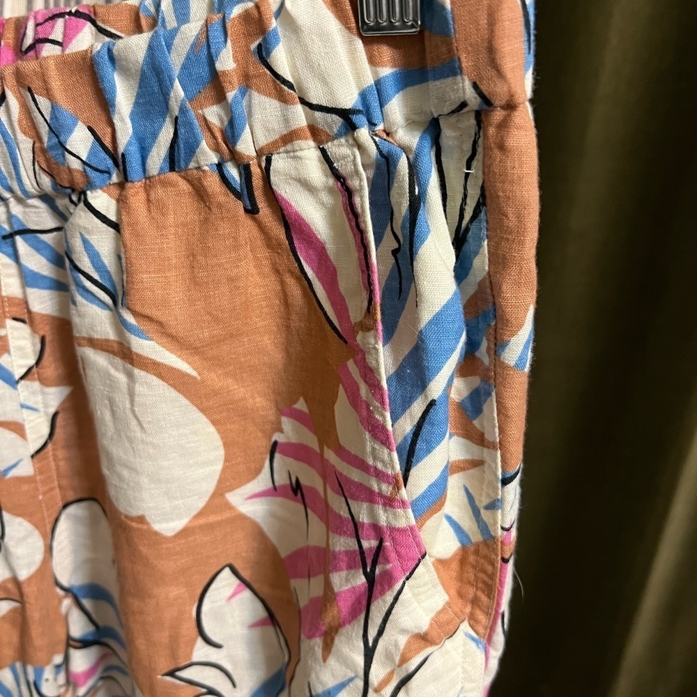 J. Crew Brown and Blue tropical floral linen joggers - Picture 3 of 8